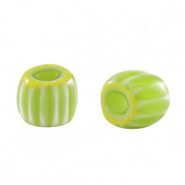 Millefiori kraal 6x7mm - Light green